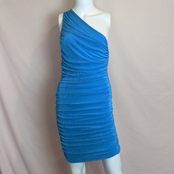 Lioness Super Stretchy Ruched The Goddess Mini Dress in Blue size XXS US 0 - Picture 1 of 8